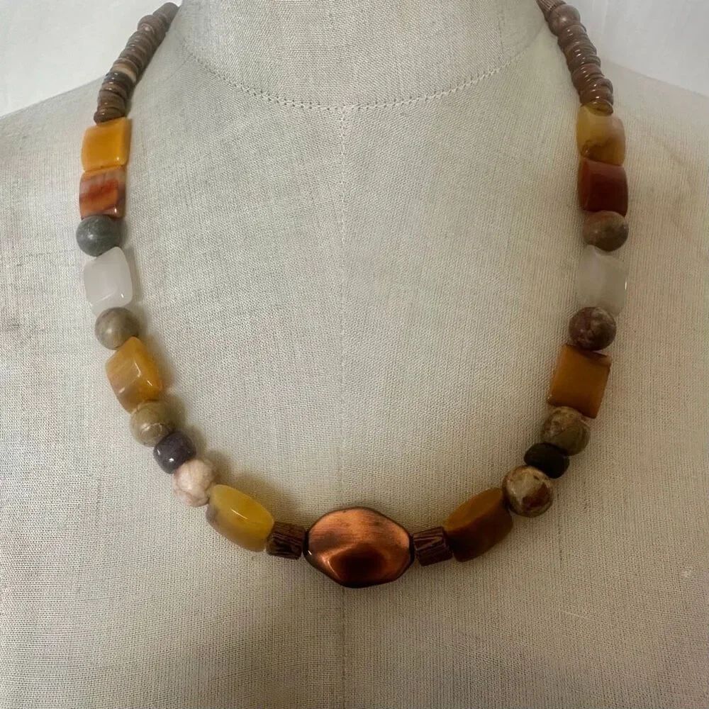Artisan Jasper, Quartz & Copper Statement Necklace